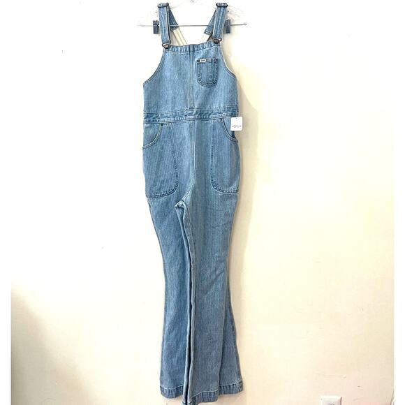 Free People x Lee Flare Overall Work Wear Jumpsuit Vibrant Blues Size M NWT - Picture 4 of 12
